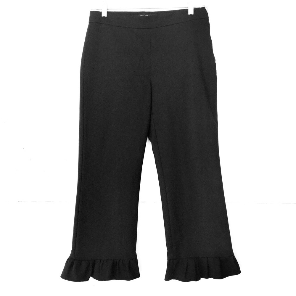 Zara Women’s Black Ruffled Capri Ankle Pants M